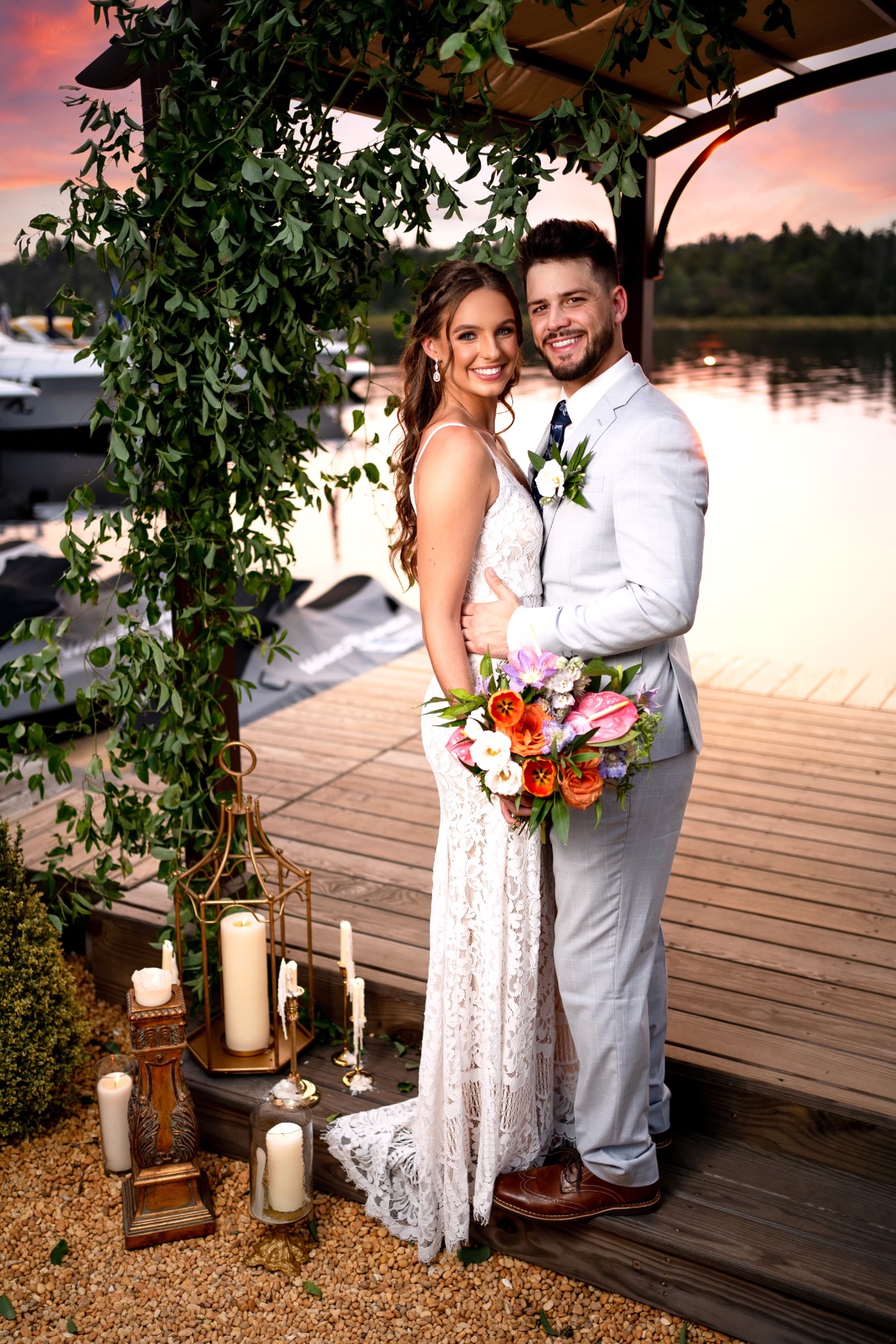Bride in soft-focus natural light with luminous skin makeup
